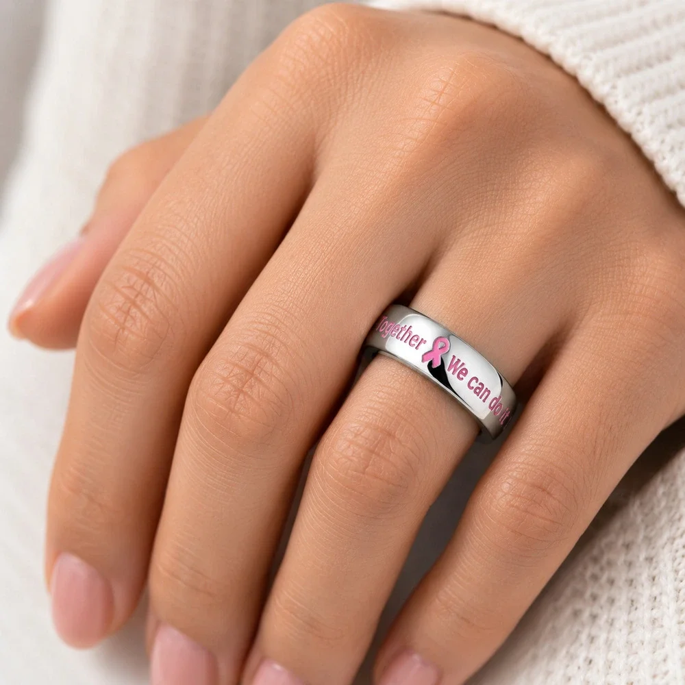 316L stainless steel cancer together we can do it men’s women’s size 6